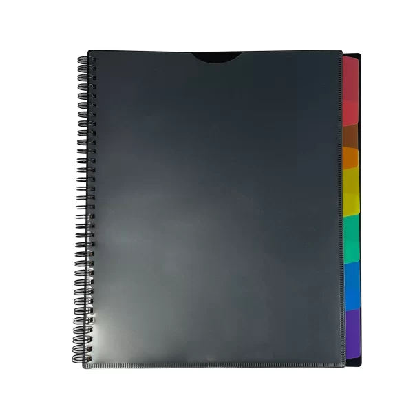 Pen+Gear 12 Pocket Spiral Poly Organizer, Black File Folders, Assembled Product Height 11.4in